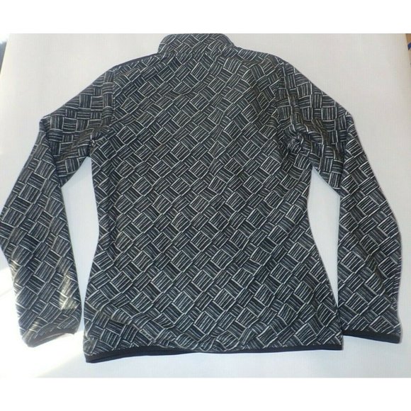 Adidas Midweight Fleece Athletic Shirt Women XS Black Geometric Snap Neck Casual - Picture 6 of 6